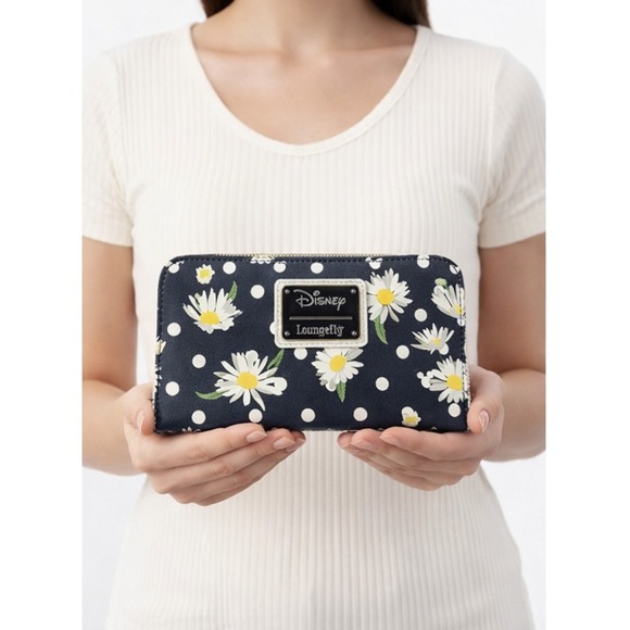 Loungefly Handbags - DISNEY LOUNGEFLY Daisy Floral‎ Polka Dot Bow Zip Around Wallet